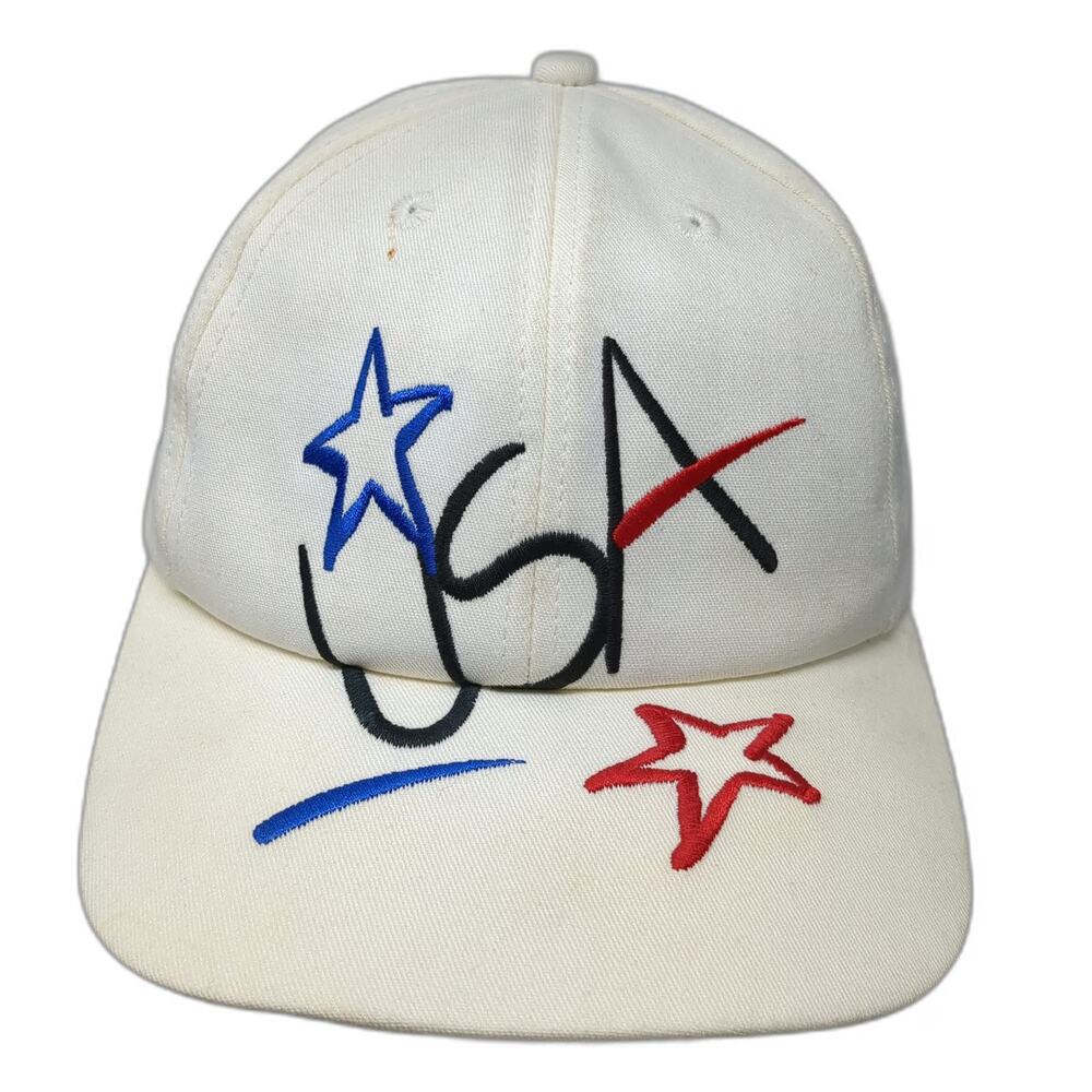 K-Products Snapback Hat White USA 50th Anniversary Logo Graphic 1997 Vintage